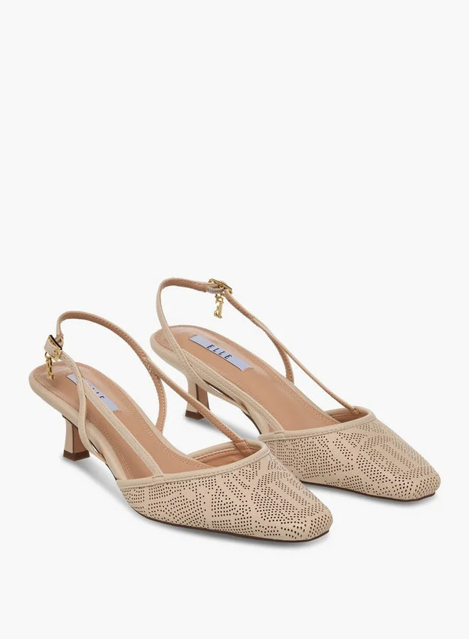 ELLE Women Perforated Kitten Heel Sandals